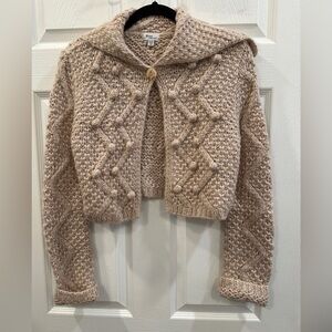 mimi maternity cropped chunky cardigan crochet barbiecore sweater size M pink